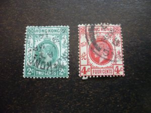Stamps - Hong Kong - Scott# 130, 133 - Used Partial Set of 2 Stamps