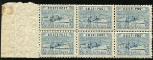 ESTONIA #138 Harbor at Tallinn Blocks of 6 Stamps Postage Ship 1938 Mint NH OG