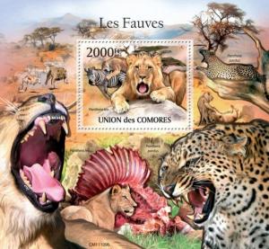 COMORES 2011 SHEET BEASTS FAUVES LIONS TIGERS WILD CATS WILDLIFE cm11109b