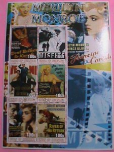 UNION OF MYANMAR STAMP-2001-MARILYN MONROE: MOVIE POSTER -MNH STAMP SHEET -RARE