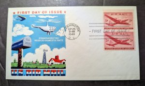 1946 USA Airmail First Day Cover FDC Washington DC Commemorating Domestic Rate