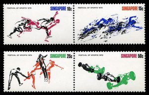 Singapore #122-125 Cat$10.50, 1970 Festival of Sports, set of four (two se-te...