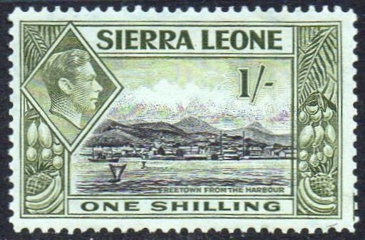 Sierra Leone 1938 1/- black and olive-green MH