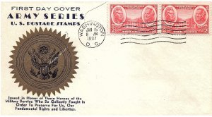 USA 1936-37 Scott 785-794 Complete set Army-Navy FDC scv $85.00