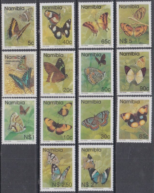 NAMIBIA Sc# 742-54 CPL MNH SET of 14 - VARIOUS BUTTERFLIES