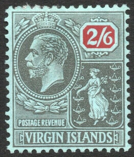 BRITISH VIRGIN ISLANDS-1928 2/6 Black & Red/Blue Sg 100 MOUNTED MINT V41889