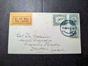 1929 British South Africa Airmail Cover East London to Durban Natal