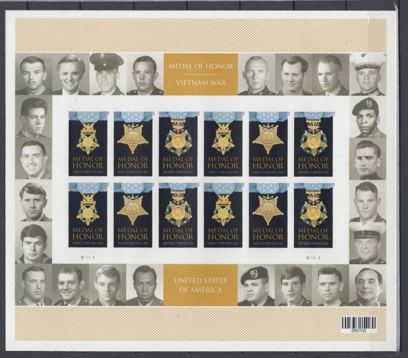 USA Sc#4988b Vietnam War Medal of Honor Full Imperforated Sheet of 24 MNH