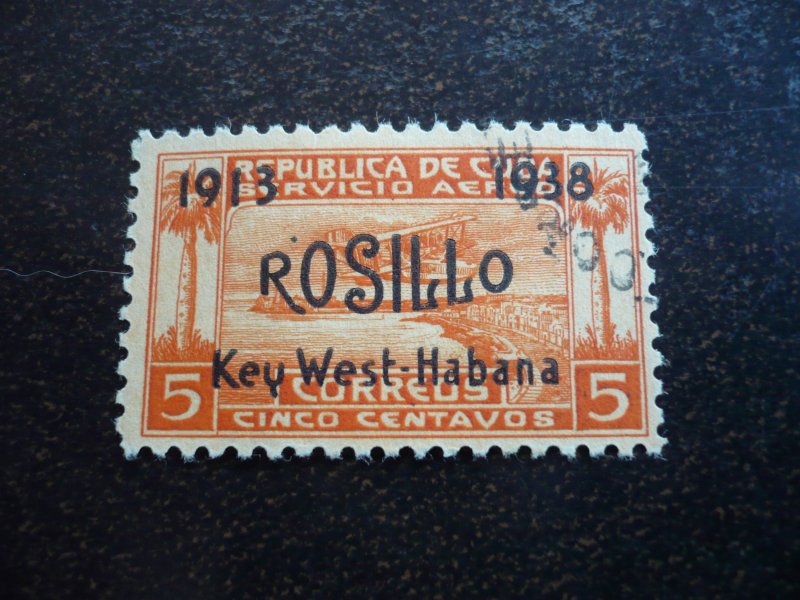 Stamps - Cuba - Scott# C30, Used single overprinted Stamp