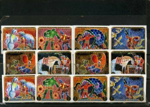AJMAN 1971 FAIRY TALES/BARON MUNCHHAUSEN 2 SETS OF 6 STAMPS PERF. & IMPERF. MNH