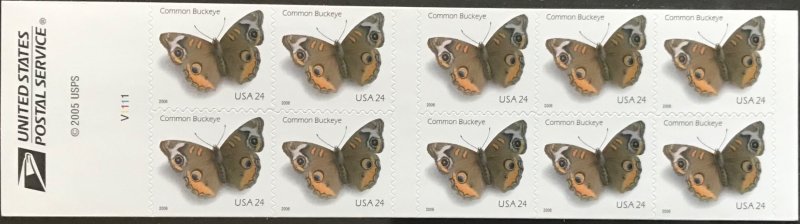 US #4001b MNH Booklet Pane of 10 Common Buckeye SCV $5.00