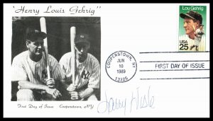 1989 Lou Gehrig The Iron Horse baseball Sc 2417 FDC signed Larry Hisle (1U