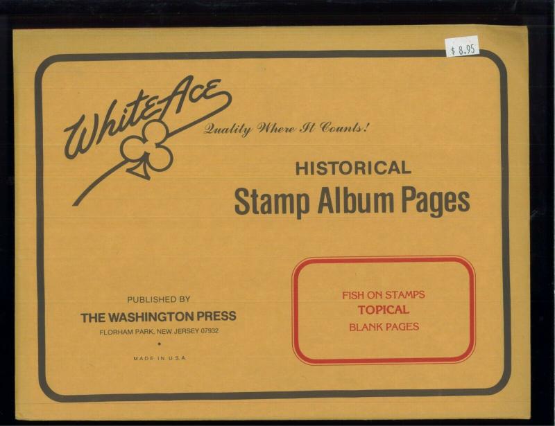 White Ace Historical Stamp Album Pages Fish Topical Blank Pages Pack of 12