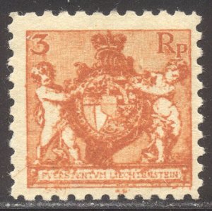 LIECHTENSTEIN #56a Mint NH - 1921 3rp Orange, P 9 /12