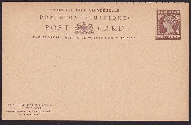 DOMINICA QV 1½d + 1½d reply postcard unused.................................7489