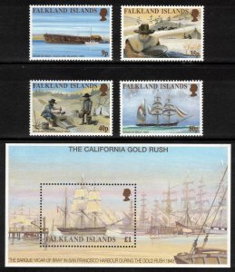 FALKLAND ISLANDS 1999 California Gold Rush; Scott 745-49, SG 854-58; MNH