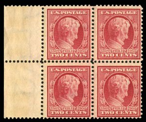 United States, 1904-9 #367 Cat$38+, 1909 2c carmine, sheet margin block of fo...