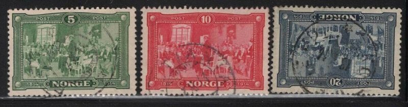 Norway 1914 Constitution set Sc# 96-98 used