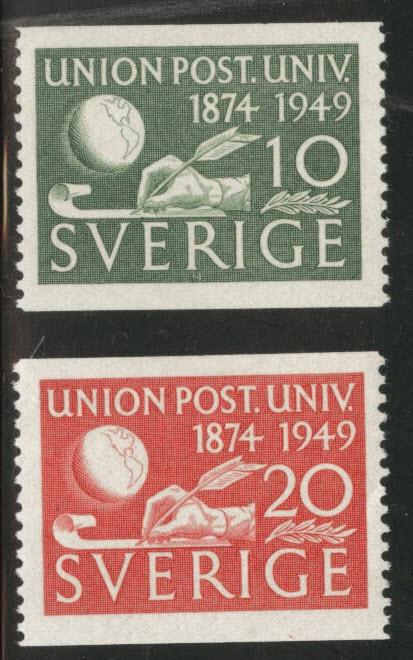 SWEDEN Scott 411-412 MH* 1949 UPU coils