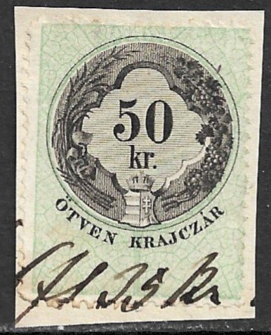 HUNGARY 1868 50kr LEAF DESIGN General Revenue Ordinary Paper BFT.14 Used Piece