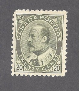 Canada # 94 VF MINT OGH 20c OLIVE GREEN KEVII BS31420