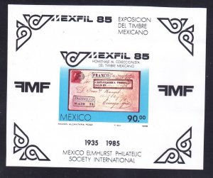 Mexico 1385 MNH 1985 MEXFIL 85 Stamp on Stamp Souvenir Sheet Very Fine