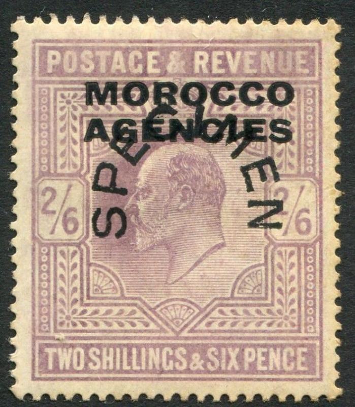 MOROCCO AGENCIES-1907 2/6 Pale Dull Purple with specimen overprint Sg 38s 