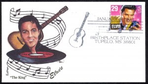 USA Sc# 2721 (Ed Ken cachet) FDC (a) (Tupelo, MS) 1993 1.8 Elvis Presley