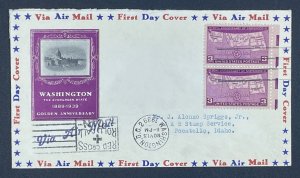 Scott 858 FDC  50 Years of Statehood - Washington, Montana, No Dakota, So Dakota