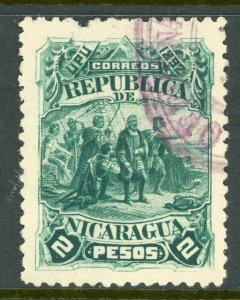 Nicaragua 1891 Seebeck 2 Peso Columbus Scott #47 VFU Z360 ⭐