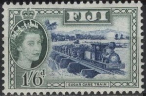 Fiji 157 (mlh) 1sh6p sugar cane train, grn & deep ultra (1954)