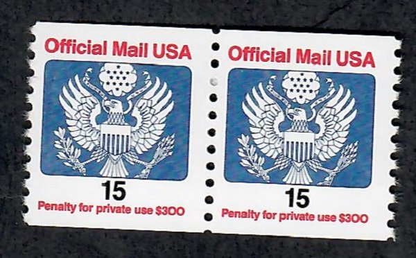 O138A 15c Official Mail MNH coil pair