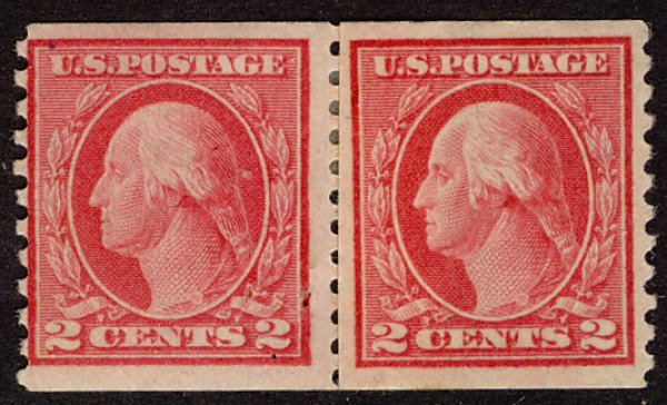 US #444 SCV $120.00 VF mint lightly hinged, PAIR, great color, paste-up pair,...