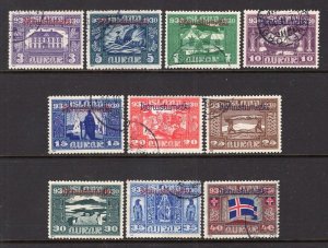 Iceland 1930 Parliament Officials Short Set to 40a Used #O53-62 CV$450