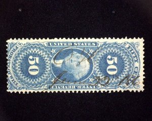 HS&C: Scott #R62c Used 50 cent Revenue. Fresh horizontal crease. F US Stamp