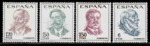 Spain #1500-03 ~ Cplt Set of 4 ~ Famous Men ~ Unused, LHM  (1967)