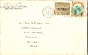 Guatemala 1c GPO & Telegraph Building Postal Tax Overprinted 1939 and 3c Quet...