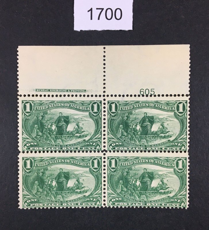 MOMEN: US STAMPS # 285 MINT OG NH PLATE BLOCK $440 LOT #F 1700