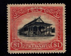 MALAYA Kedah  Scott 42 MH* wmk 4 Council Chamber $1 stamp CV $80