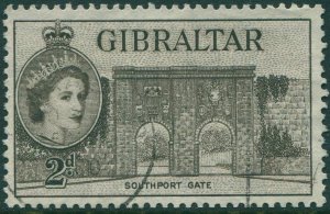 Gibraltar 1953 SG148 2d brown Southport Gate QEII FU