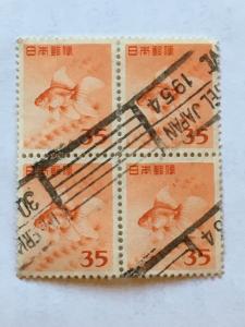 Japan – 1952 – Block of 4 Stamps – SC# 556 - Used