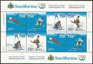 San Marino 1994 MNH Stamps Souvenir Sheet Scott 1299 Sport Olympic Games Skiing