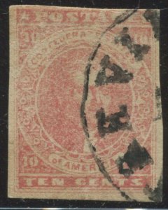 Confederate States 5 'White Pearl' Unlisted Variety Used Stamp BX5205