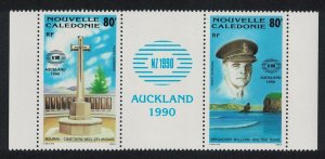 New Caledonia New Zealand 1990 Stamp Exhibition 2v Strip Blue label 1990 MNH