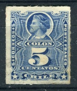 CHILE; 1878 early Columbus rouletted issue Mint hinged Shade of 5c. value