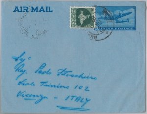 56304 - INDIA - POSTAL HISTORY: AEROGRAMME with added stamps to ITALY 1963-