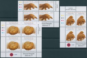 Namibia Stamps 2023 MNH Pangolins Ground Pangolin Wild Animals 3x Control Blocks