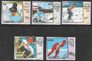 Laos #842-47 used set of 5 Olympics 1988 Calgary.