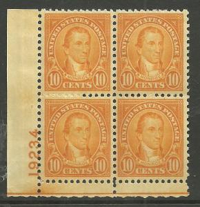 #642 Monroe Plate Block Mint NH #19234