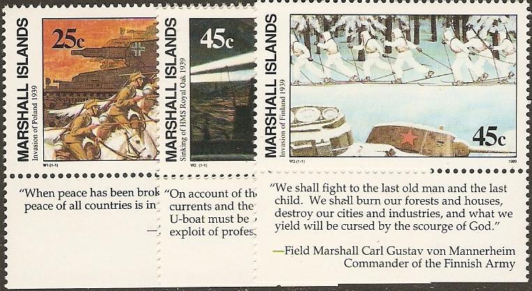 Marshall Isls 1989 Scott 239-241 Invasions & Sinking tab MNH